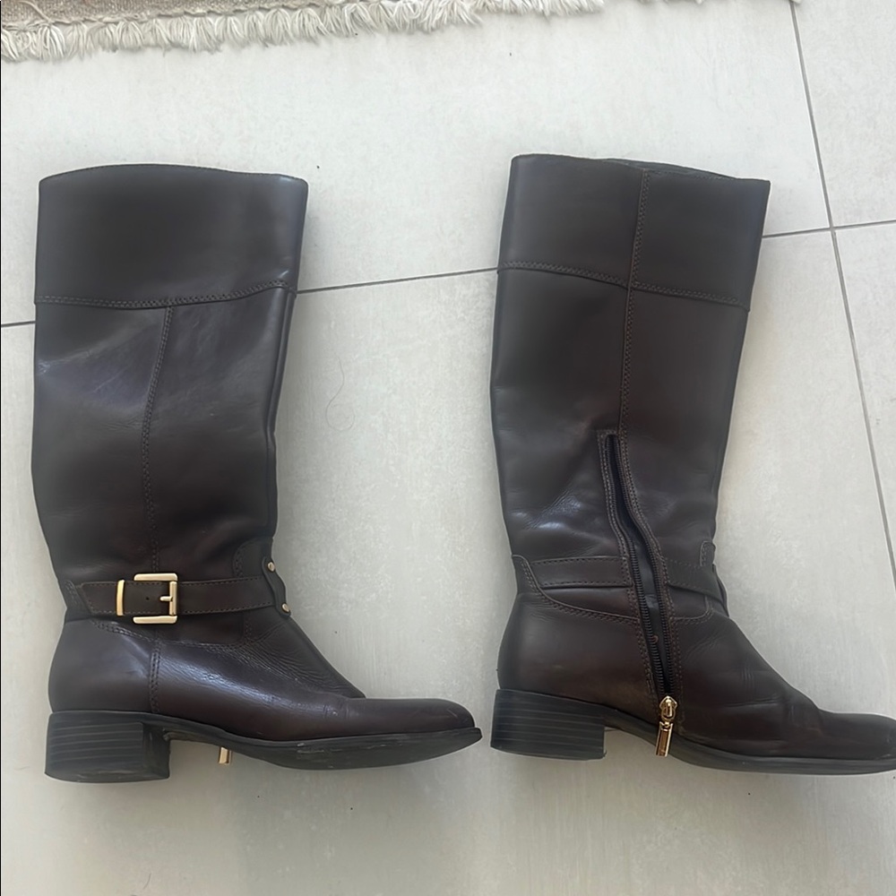 Elegant Brown Leather Knee-High Boots